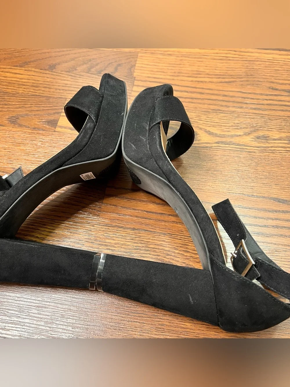 Torrid 4” Platform Tapered Heel in Black Faux Suede with Ankle Strap size 11.5WW
